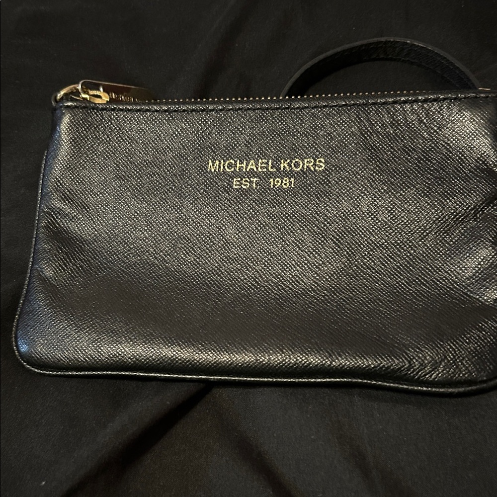 Michael Kors Black Leather Wristlet